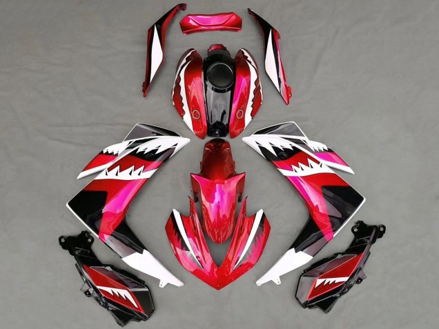 Billigste Yamaha R3 Motorrad Verkleidung 2015-2018 - Rot Weiss Schwarz Hai