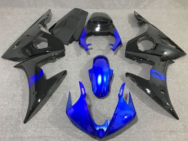 Billigste Yamaha R6 Motorrad Verkleidung 2003-2004 - Blau Glanzendes Schwarz