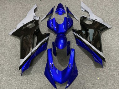 Billigste Yamaha R6 Motorrad Verkleidung 2017-2023 - Grau Blau Glanzendes Schwarz