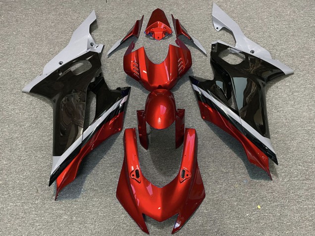 Billigste Yamaha R6 Motorrad Verkleidung 2017-2023 - Grau Rot Glanzendes Schwarz