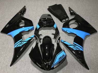 Billigste Yamaha R6 Motorrad Verkleidung 2003-2004 - Glanzendes Schwarz Hellblau