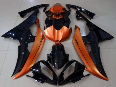 Billigste Yamaha R6 Motorrad Verkleidung 2008-2016 - Orange Glanzendes Schwarz