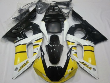 Billigste Yamaha R6 Motorrad Verkleidung 1998-2002 - Gelb Weiss Glanzendes Schwarz