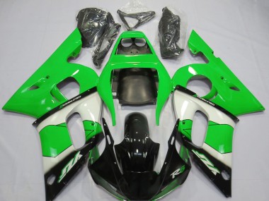 Billigste Yamaha R6 Motorrad Verkleidung 1998-2002 - Grun Weiss Glanzendes Schwarz