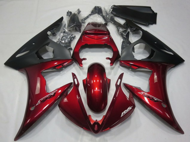 Billigste Yamaha R6 Motorrad Verkleidung 2005 - Dunkel Rot Matt Schwarz