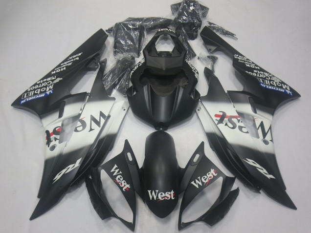 Billigste Yamaha R6 Motorrad Verkleidung 2006-2007 - Matt Schwarz Weiss West Michelin