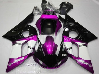 Billigste Yamaha R6 Motorrad Verkleidung 1998-2002 - Lila Weiss Glanzendes Schwarz