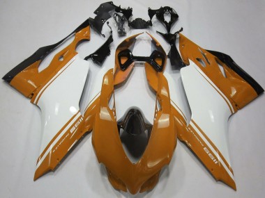 Billigste Ducati 1199 Motorrad Verkleidung 2011-2014 - Braun Weiss Schwarz