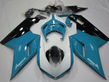 Billigste Ducati 1098 Motorrad Verkleidung 2007-2014 - Blau Weiss Glanzendes Schwarz
