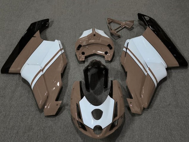 Billigste Ducati 749 999 Motorrad Verkleidung 2003-2004 - Weiss Braun Glanzendes Schwarz