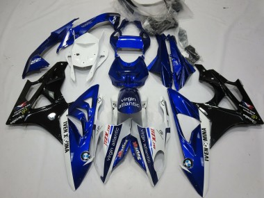 Billigste BMW S1000RR Motorrad Verkleidung 2009-2014 - Weiss Blau Glanzendes Schwarz Virgin Atlantic