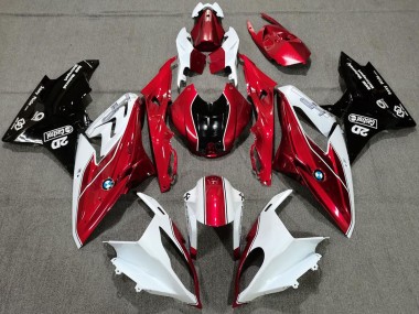 Billigste BMW S1000RR Motorrad Verkleidung 2017-2018 - Weiss Rot Glanzendes Schwarz