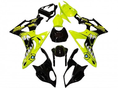 Billigste BMW S1000RR Motorrad Verkleidung 2009-2014 - Hohe Sichtbarkeit Gelb Glanzendes Schwarz Hai