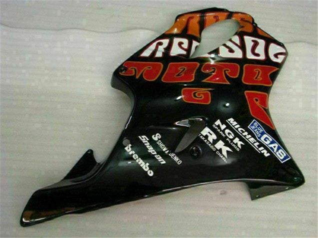 Billigste Honda CBR600 F4i Motorrad Verkleidung 2001-2003 - Gelb Orange Glanzendes Schwarz Rossi 46