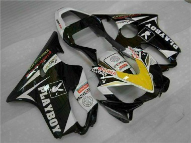 Billigste Honda CBR600 F4i Motorrad Verkleidung 2001-2003 - Weiss Gelb Glanzendes Schwarz Playboy