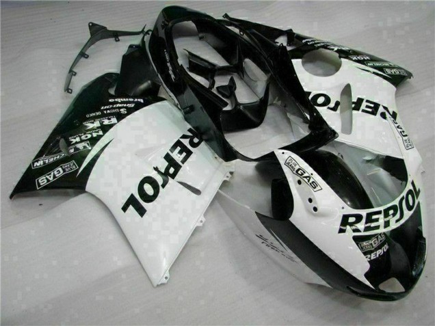Billigste Honda CBR1100XX Blackbird Motorrad Verkleidung 1996-2007 - Weiss Glanzendes Schwarz Repsol