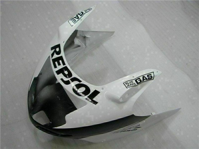 Billigste Honda CBR1100XX Blackbird Motorrad Verkleidung 1996-2007 - Weiss Glanzendes Schwarz Repsol