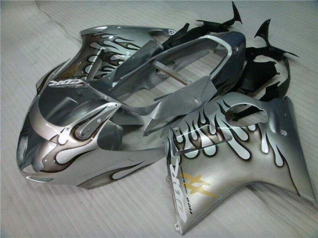 Billigste Honda CBR1100XX Blackbird Motorrad Verkleidung 1996-2007 - Silber Schwarz Flamme