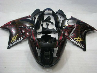 Billigste Honda CBR1100XX Blackbird Abs Motorrad Verkleidungen 1996-2007 - Glanzendes Schwarz Rot Flamme