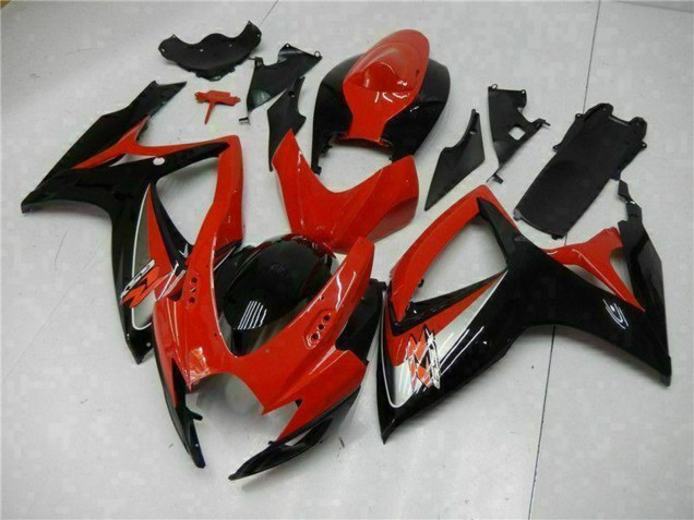 Billigste Suzuki GSXR 600/750 Motorrad Verkleidung 2006-2007 - Rot Glanzendes Schwarz