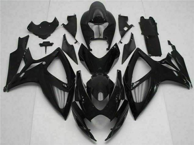 Billigste Suzuki GSXR 600/750 Motorrad Verkleidung Kit 2006-2007 - Glanzendes Schwarz