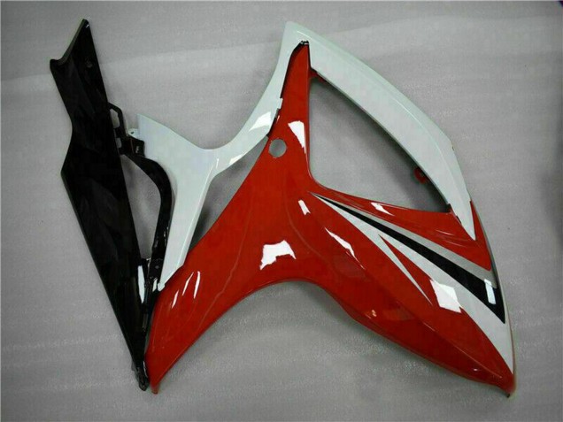 Billigste Suzuki GSXR 600/750 Motorrad Verkleidung 2006-2007 - Weiss Rot Glanzendes Schwarz Streifen