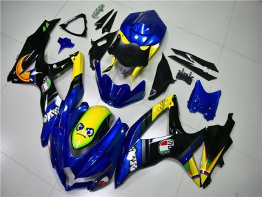 Billigste Suzuki GSXR 600/750 Motorrad Verkleidung 2008-2010 - Blau Gelb Hai