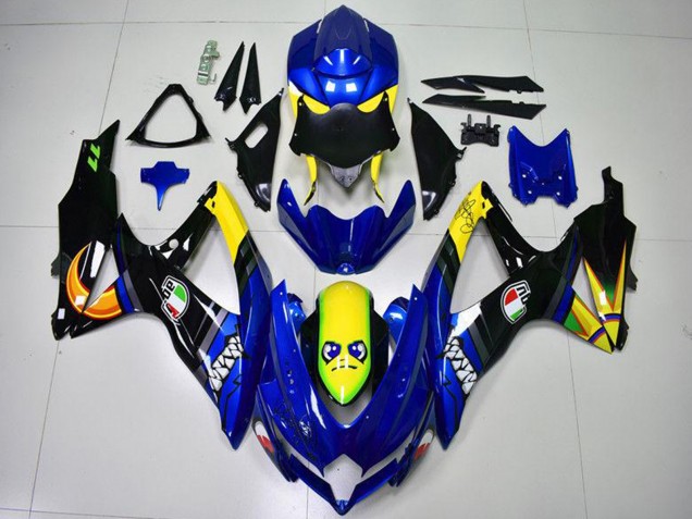 Billigste Suzuki GSXR 600/750 Motorrad Verkleidung 2008-2010 - Blau Gelb Hai