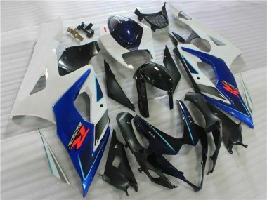 Billigste Suzuki GSXR 1000 Motorrad Verkleidung Kit 2005-2006 - Weiss Blau Glanzendes Schwarz