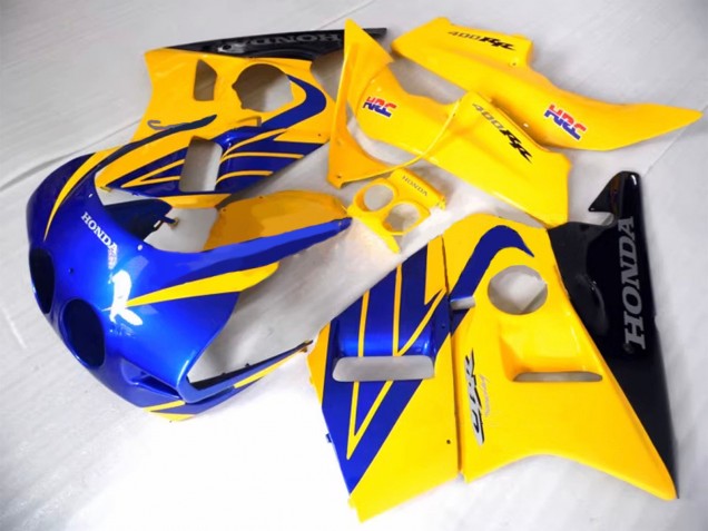Billigste Honda CBR400RR NC23 Motorrad Verkleidung 1987-1989 - Gelb Blau Glanzendes Schwarz
