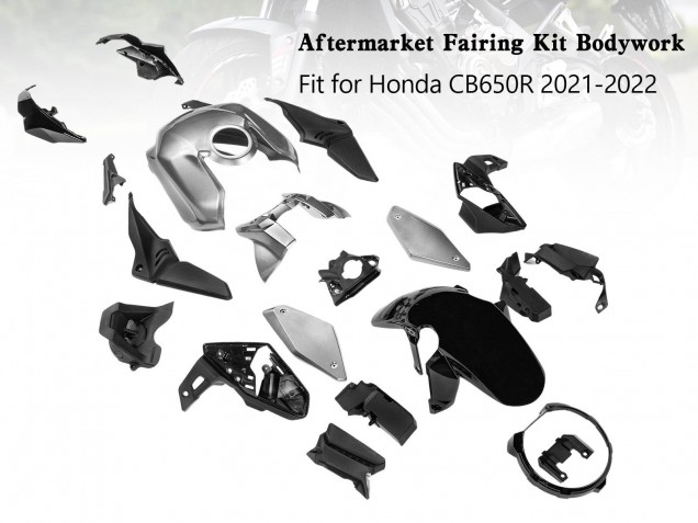 Billigste Honda CB650R Motorrad Verkleidung 2019-2022 - Silber Schwarz