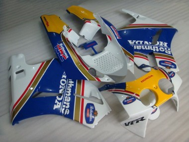 Billigste Honda VFR400R NC30 Motorrad Verkleidung 1988-1992 - Weiss Blau Gelb Rothmans