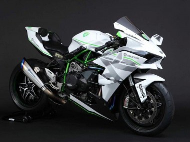 Billigste Kawasaki Ninja H2 Motorrad Verkleidung 2015-2022 - Weiss Silber Grun