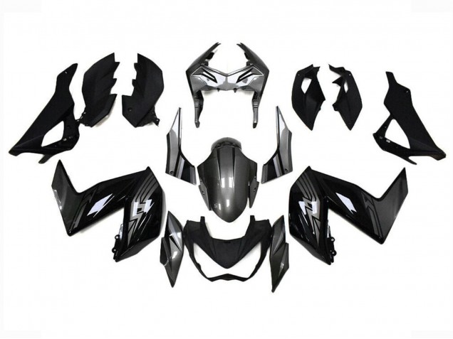 Billigste Kawasaki Z250/Z300 Motorrad Verkleidung 2015-2016 - Glanzendes Schwarz Grau
