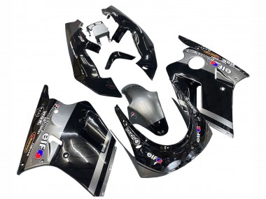 Billigste Kawasaki ZXR250 Motorrad Verkleidung 1989-1990 - Glanzendes Schwarz Grau Elf Touch4 Bridgestone
