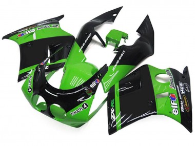 Billigste Kawasaki ZXR250 Motorrad Verkleidung 1989-1990 - Grun Glanzendes Schwarz Elf Touch4 Bridgestone