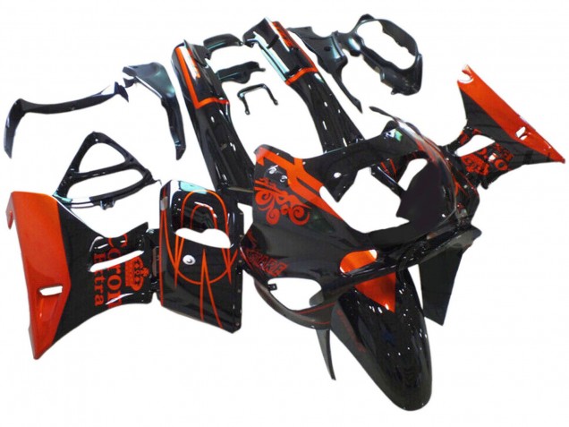 Billigste Kawasaki ZZR400 Motorrad Verkleidung 1993-2007 - Glanzendes Schwarz Rot Corona Extra