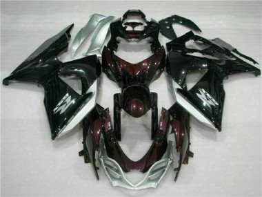 Billigste Suzuki GSXR 1000 Motorrad Verkleidung 2009-2016 - Glanzendes Schwarz Silber Weiss
