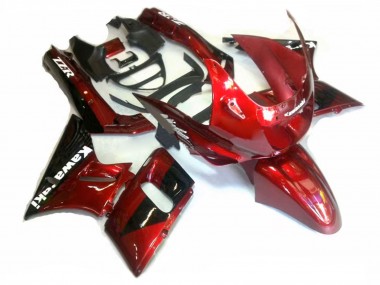 Billigste Kawasaki ZZR400 Motorrad Verkleidung 1993-2007 - Rot Glanzendes Schwarz