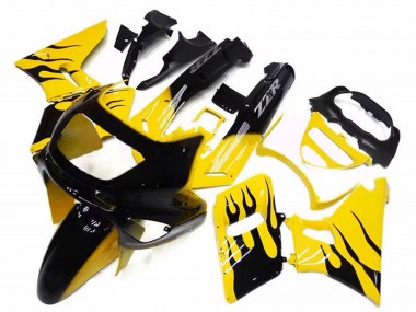 Billigste Kawasaki ZZR400 Motorrad Verkleidung 1993-2007 - Gelb Schwarz Flamme