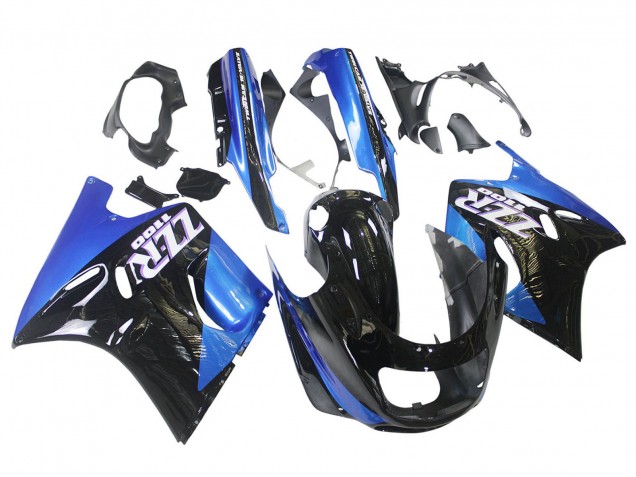 Billigste Kawasaki ZZR1100 Motorrad Verkleidung 1990-1992 - Blau Glanzendes Schwarz