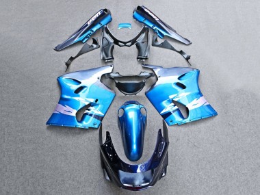 Billigste Kawasaki ZZR1100 Motorrad Verkleidung 1993-2003 - Glanzendes Blau Grau
