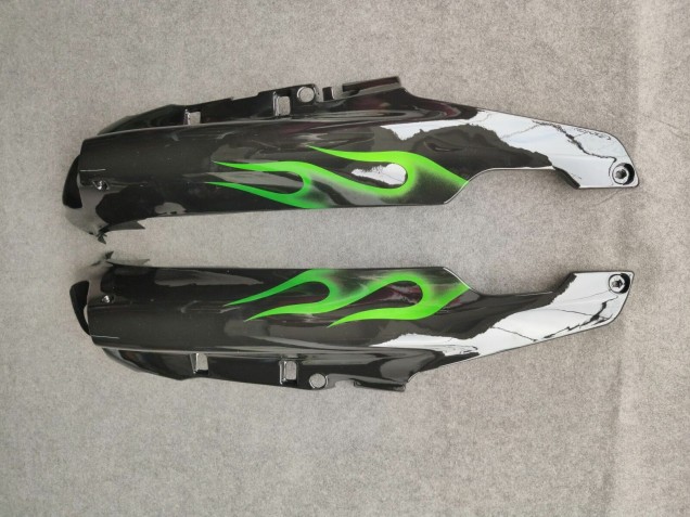 Billigste Kawasaki ZZR1100 Motorrad Verkleidung 1993-2003 - Glanzendes Schwarz Grun Flamme