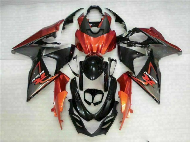 Billigste Suzuki GSXR 1000 Motorrad Verkleidung 2009-2016 - Orange Glanzendes Schwarz