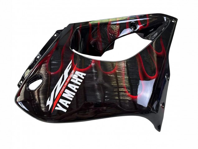 Billigste Yamaha YZF 1000R Thunderace Motorrad Verkleidung 1997-2007 - Schwarz mit Dunkel Rot Flamme