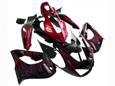 Billigste Yamaha YZF 1000R Thunderace Motorrad Verkleidung Kit 1997-2007 - Schwarz mit Rot Flamme