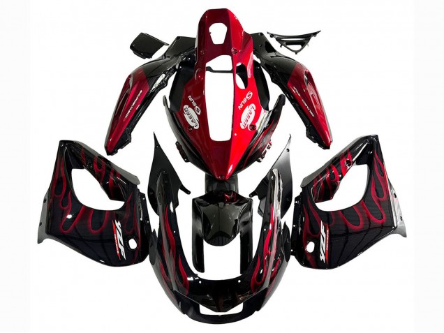 Billigste Yamaha YZF 1000R Thunderace Motorrad Verkleidung Kit 1997-2007 - Schwarz mit Rot Flamme