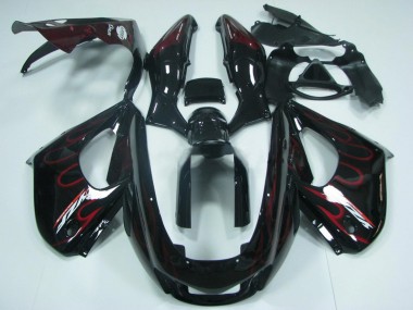 Billigste Yamaha YZF 1000R Thunderace Motorrad Verkleidung 1997-2007 - Schwarz mit Rot Flamme