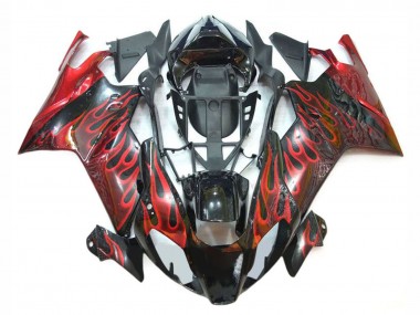 Billigste Aprilia RSV1000 Motorrad Verkleidung 2003-2006 - Glanzendes Schwarz Rot Flamme