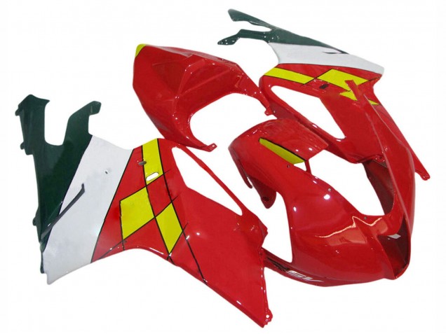 Billigste Aprilia RSV1000 Motorrad Verkleidung 2003-2006 - Rot Gelb Weiss